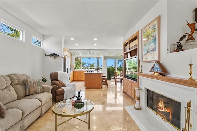 23256 Arelo Ct, Laguna Niguel, CA 92677 - living area with a glass covered fireplace and recessed lighting