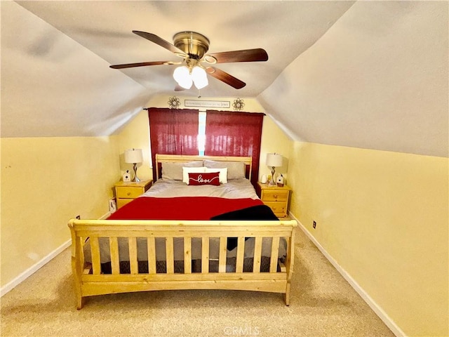 9312 Mountain Meadow Rd, Shingletown, CA 96088 - carpeted bedroom with lofted ceiling and ceiling fan