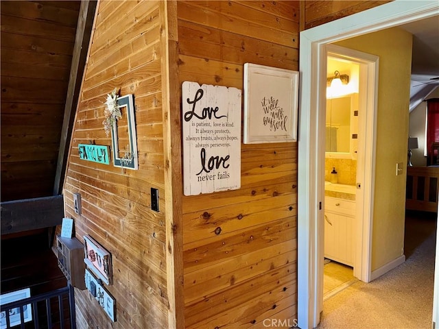 9312 Mountain Meadow Rd, Shingletown, CA 96088 - detailed view of wood walls and carpet floors