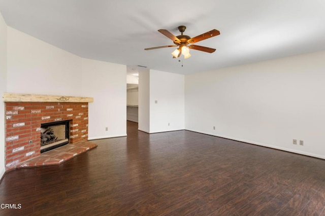 2000 Morongo Dr, Camarillo, CA 93012 - unfurnished living room with ceiling fan, wood finished floors, and a fireplace