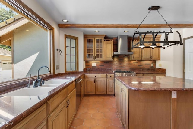 2000 Morongo Dr, Camarillo, CA 93012 - kitchen with wall chimney range hood, tasteful backsplash, dishwasher, healthy amount of natural light, and recessed lighting