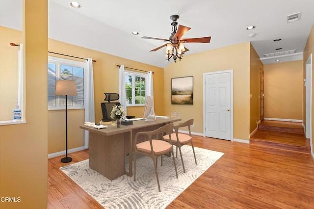 2000 Morongo Dr, Camarillo, CA 93012 - home office featuring a ceiling fan, light wood finished floors, and recessed lighting