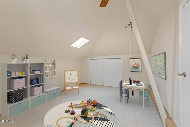 2000 Morongo Dr, Camarillo, CA 93012 - rec room with a skylight, vaulted ceiling, and carpet