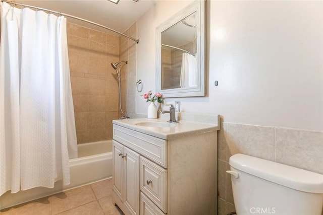 417 N Lamer St, Burbank, CA 91506 - bathroom with vanity, shower / tub combo, and tile patterned floors