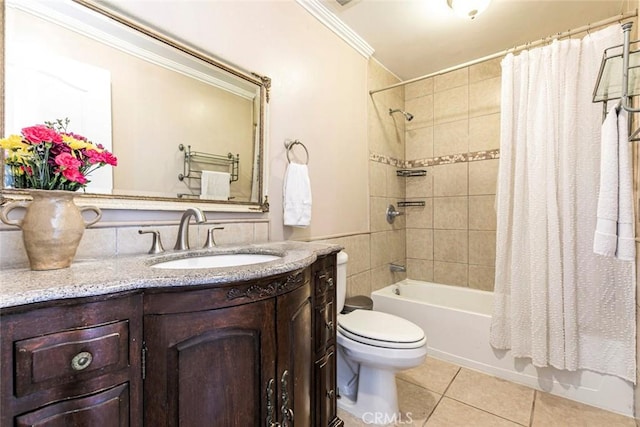 417 N Lamer St, Burbank, CA 91506 - full bath featuring tile patterned flooring, vanity, crown molding, and shower / tub combo