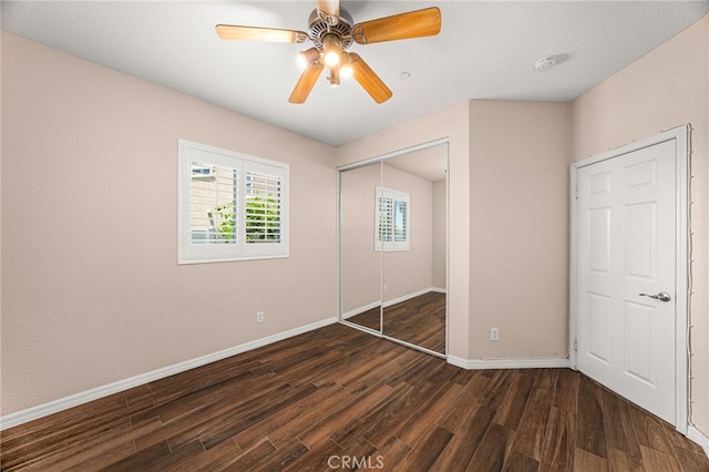 1909 Crystal Cove Ct, Redlands, CA 92374 - unfurnished bedroom featuring wood finished floors, a closet, and a ceiling fan