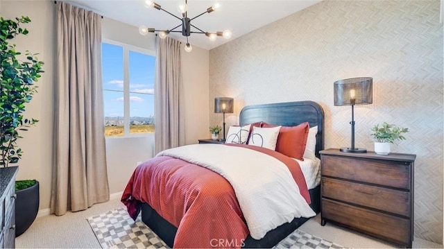 7599 Taylor Ave, Hesperia, CA 92345 - bedroom with a chandelier and carpet