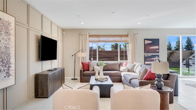 7599 Taylor Ave, Hesperia, CA 92345 - living area featuring plenty of natural light, light tile patterned flooring, and recessed lighting