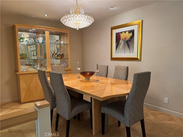 1688 Palisades Dr, Pacific Palisades, CA 90272 - dining area featuring a chandelier and recessed lighting