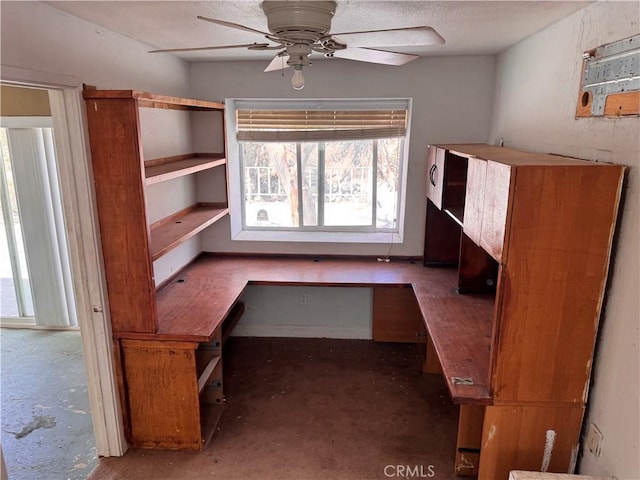 73455 Helms Rd, Desert Hot Springs, CA 92241 - unfurnished office featuring a ceiling fan and a textured ceiling