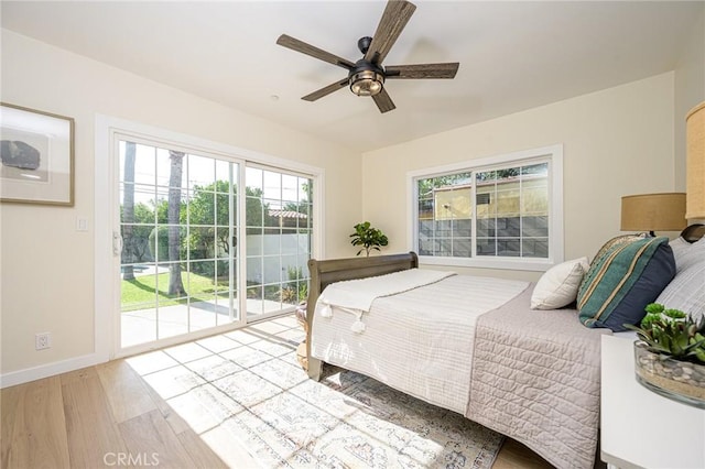 240 Rosemont Blvd, San Gabriel, CA 91775 - bedroom with access to exterior, light wood-type flooring, and ceiling fan