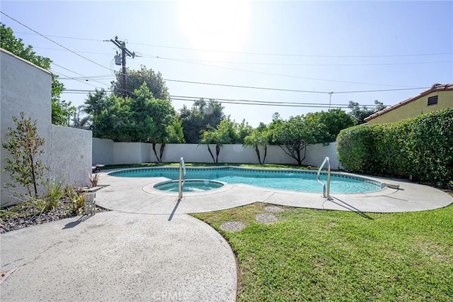 240 Rosemont Blvd, San Gabriel, CA 91775 - view of pool with a fenced backyard, a pool with connected hot tub, and a patio area