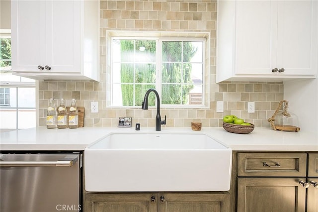 240 Rosemont Blvd, San Gabriel, CA 91775 - kitchen with dishwasher, light countertops, backsplash, and white cabinets