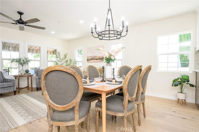 240 Rosemont Blvd, San Gabriel, CA 91775 - dining area with a chandelier, light wood-style flooring, recessed lighting, and a ceiling fan