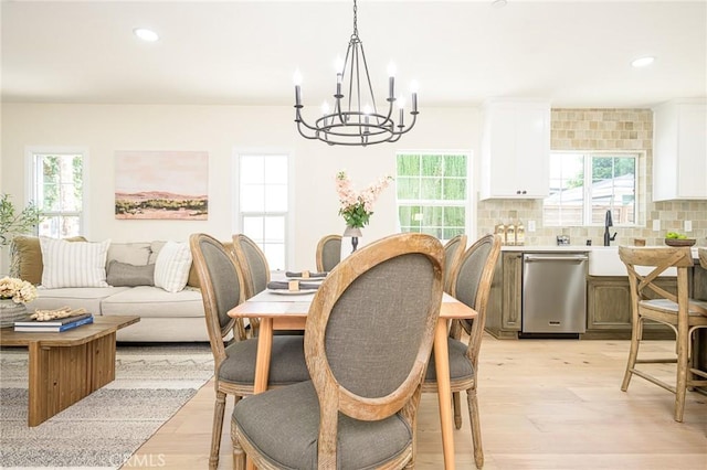 240 Rosemont Blvd, San Gabriel, CA 91775 - dining space featuring a chandelier, light wood finished floors, healthy amount of natural light, and recessed lighting