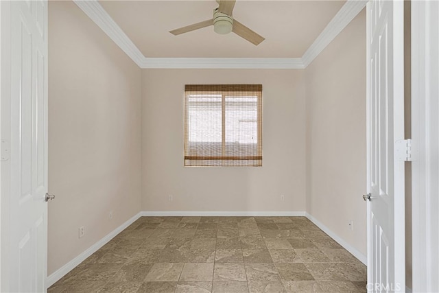 19570 Vermillion Ln, Apple Valley, CA 92308 - spare room with a ceiling fan, crown molding, and light stone finish floors