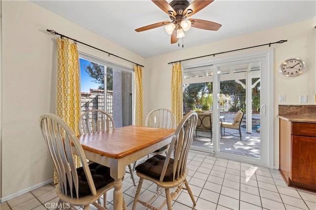28610 Cloverleaf Pl, Castaic, CA 91384 - dining room with ceiling fan and light tile patterned floors