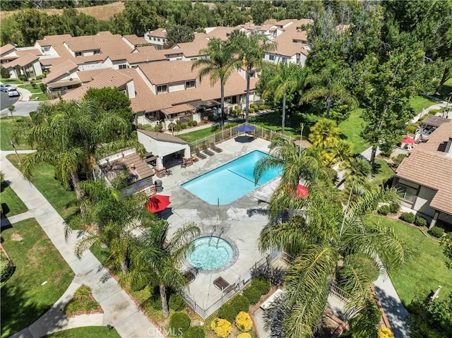 25735 Hogan Dr Unit E11, Valencia, CA 91355 - aerial view of residential area featuring a pool