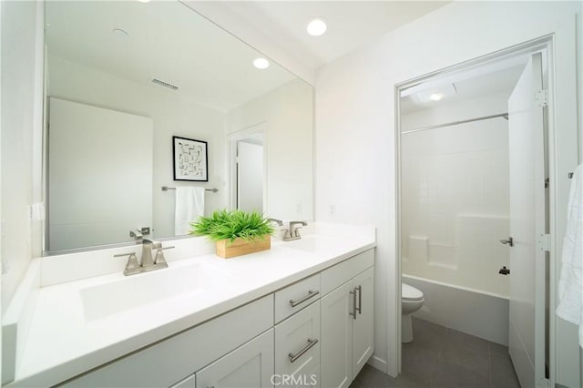 185 Magnet, Irvine, CA 92618 - bathroom with double vanity, tile patterned floors,  shower combination, and recessed lighting