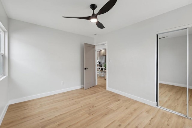 3821 Shiloh Rd, San Diego, CA 92105 - unfurnished bedroom featuring light wood-style flooring, a closet, and ceiling fan