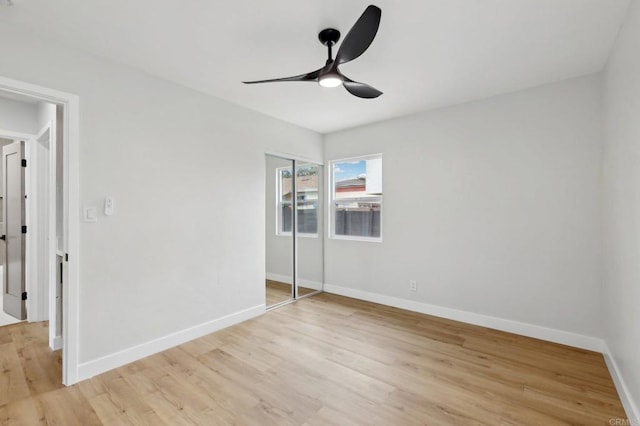3821 Shiloh Rd, San Diego, CA 92105 - unfurnished bedroom featuring light wood-type flooring, a closet, and ceiling fan