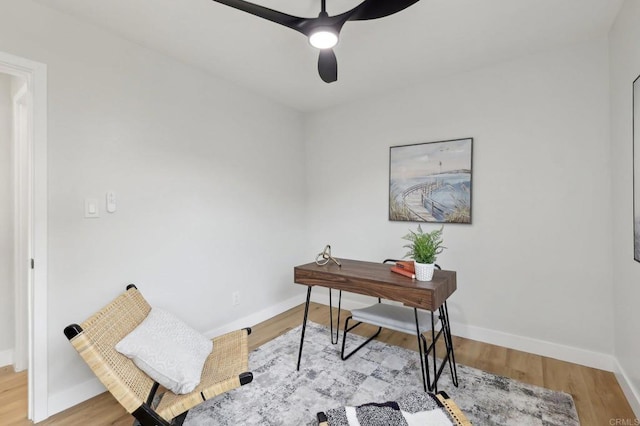 3821 Shiloh Rd, San Diego, CA 92105 - office area featuring a ceiling fan and wood finished floors