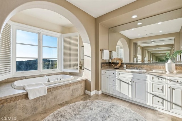 3 Coral Cay, Newport Coast, CA 92657 - full bath featuring vanity, a bath, and recessed lighting
