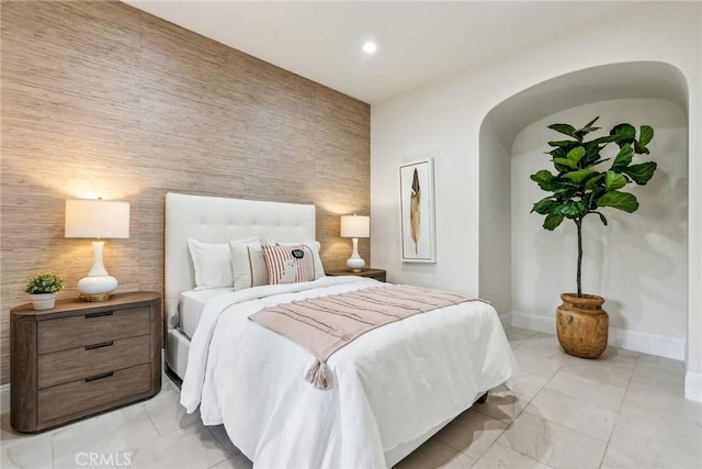 3 Coral Cay, Newport Coast, CA 92657 - bedroom with an accent wall, recessed lighting, and arched walkways