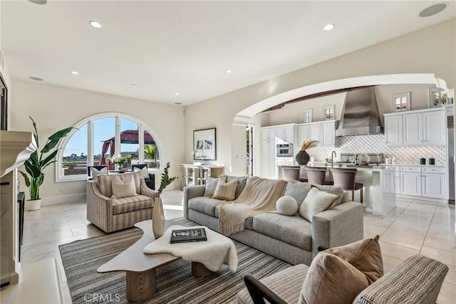 3 Coral Cay, Newport Coast, CA 92657 - living area with arched walkways and recessed lighting