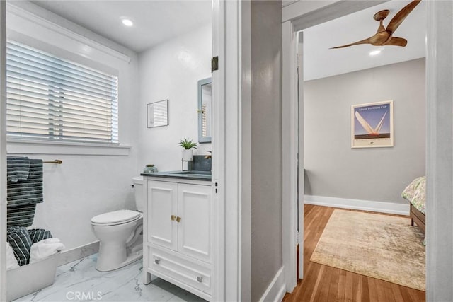 1616 E Ocean Blvd Unit 6, Long Beach, CA 90802 - bathroom with vanity, ceiling fan, and recessed lighting