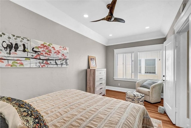1616 E Ocean Blvd Unit 6, Long Beach, CA 90802 - bedroom featuring wood finished floors, recessed lighting, and ceiling fan