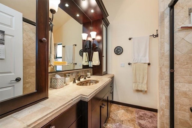 6271 Twinberry Cir Unit 6, Avila Beach, CA 93424 - bathroom featuring vanity, backsplash, and a tile shower
