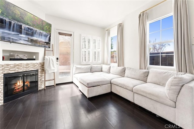 1474 De La Vina St, Chula Vista, CA 91913 - living area featuring dark wood-type flooring and a tile fireplace