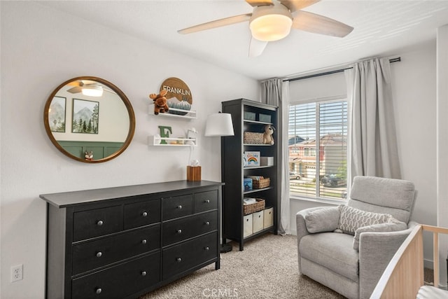 3192 Sawyers Bar Ln, Chico, CA 95973 - living area featuring light colored carpet and ceiling fan