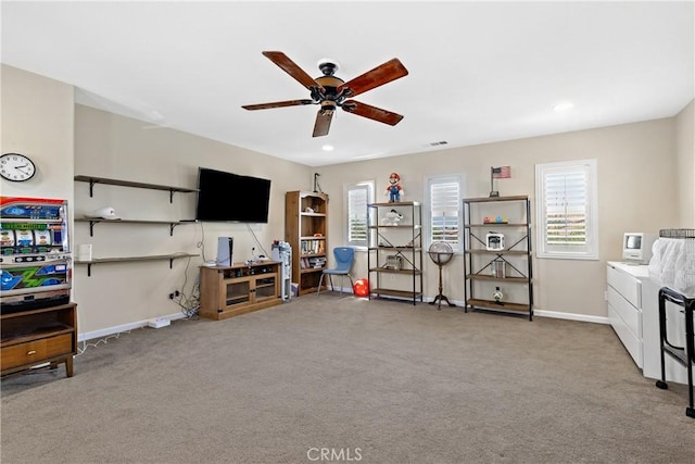 31956 Via Del Paso, Winchester, CA 92596 - living area with ceiling fan, carpet flooring, plenty of natural light, and recessed lighting
