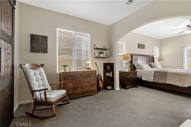 31956 Via Del Paso, Winchester, CA 92596 - bedroom featuring arched walkways, carpet, and multiple windows