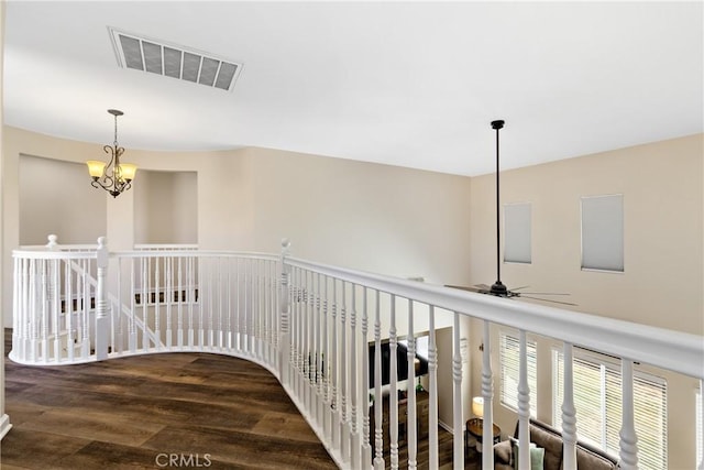31956 Via Del Paso, Winchester, CA 92596 - corridor featuring an upstairs landing, wood finished floors, and a chandelier