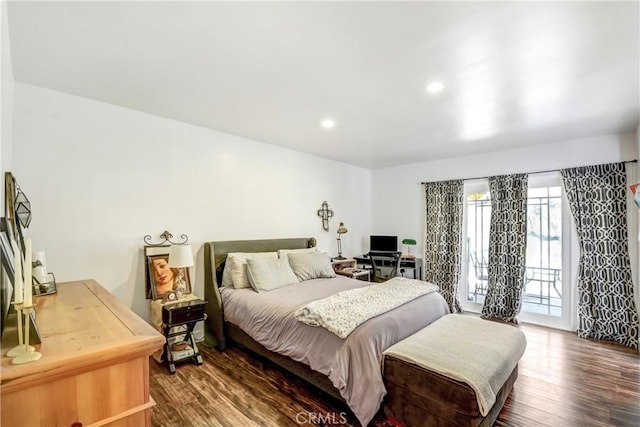458 Termino Ave, Corona, CA 92879 - bedroom featuring access to exterior, dark wood-style floors, and recessed lighting