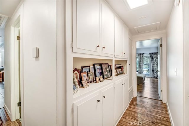458 Termino Ave, Corona, CA 92879 - corridor featuring wood finished floors and attic access