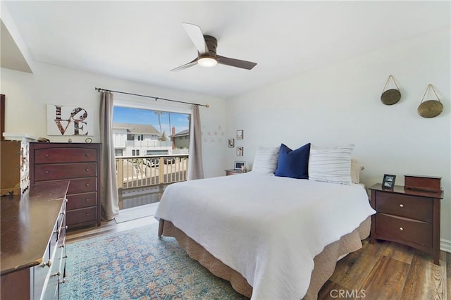 19622 Crestknoll Dr, Yorba Linda, CA 92886 - bedroom with wood finished floors, access to outside, and ceiling fan
