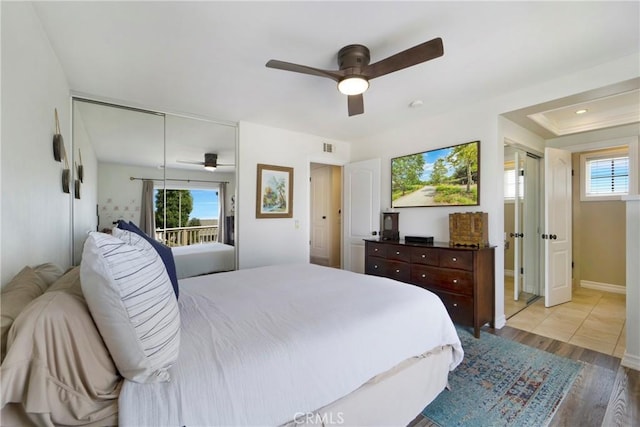19622 Crestknoll Dr, Yorba Linda, CA 92886 - bedroom with light wood finished floors and ceiling fan