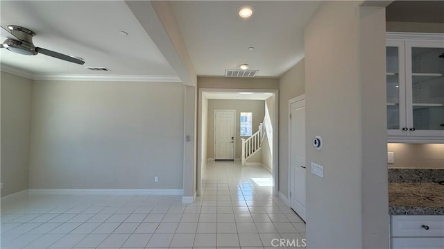 1167 Tesoro Pl, Vista, CA 92081 - spare room with a ceiling fan, light tile patterned floors, and ornamental molding