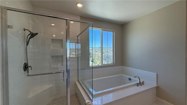 1167 Tesoro Pl, Vista, CA 92081 - bathroom featuring a garden tub, a stall shower, and recessed lighting