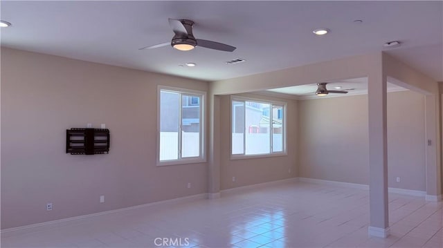 1167 Tesoro Pl, Vista, CA 92081 - unfurnished room featuring ceiling fan, light tile patterned flooring, and recessed lighting