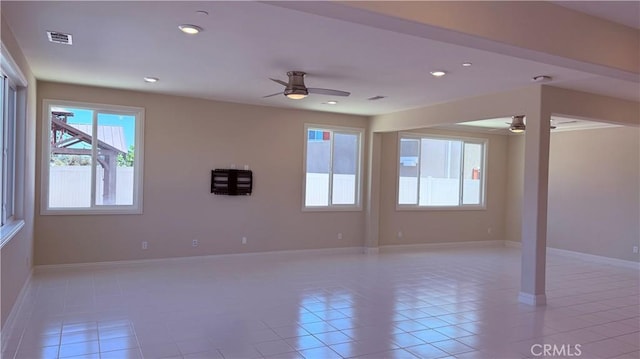 1167 Tesoro Pl, Vista, CA 92081 - empty room featuring a ceiling fan, light tile patterned floors, and recessed lighting