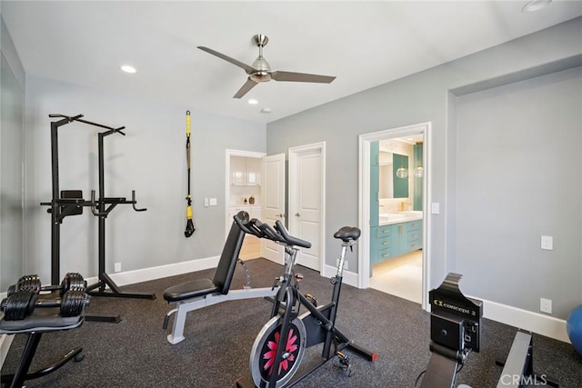 4 Ebony Glade, Laguna Niguel, CA 92677 - workout room featuring ceiling fan and recessed lighting