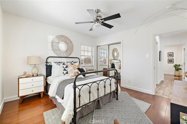 744 S 5th St, Montebello, CA 90640 - bedroom with hardwood / wood-style floors, a closet, and ceiling fan