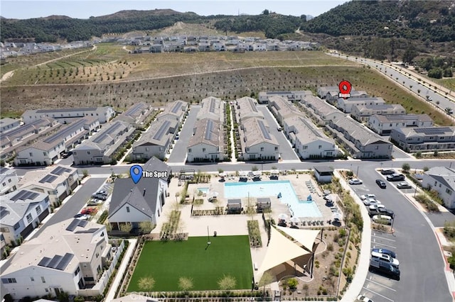 35115 Vine Pl, Fallbrook, CA 92028 - aerial view of residential area featuring a pool and a mountain backdrop