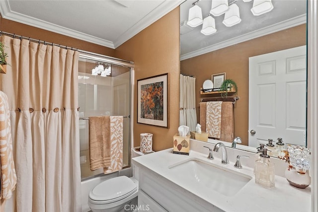 10 Glenhurst Unit 37, Irvine, CA 92604 - full bathroom with vanity, ornamental molding, and bath / shower combo with glass door