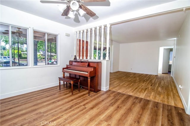 10520 Haskell Ave, Granada Hills, CA 91344 - living area featuring a ceiling fan and wood finished floors